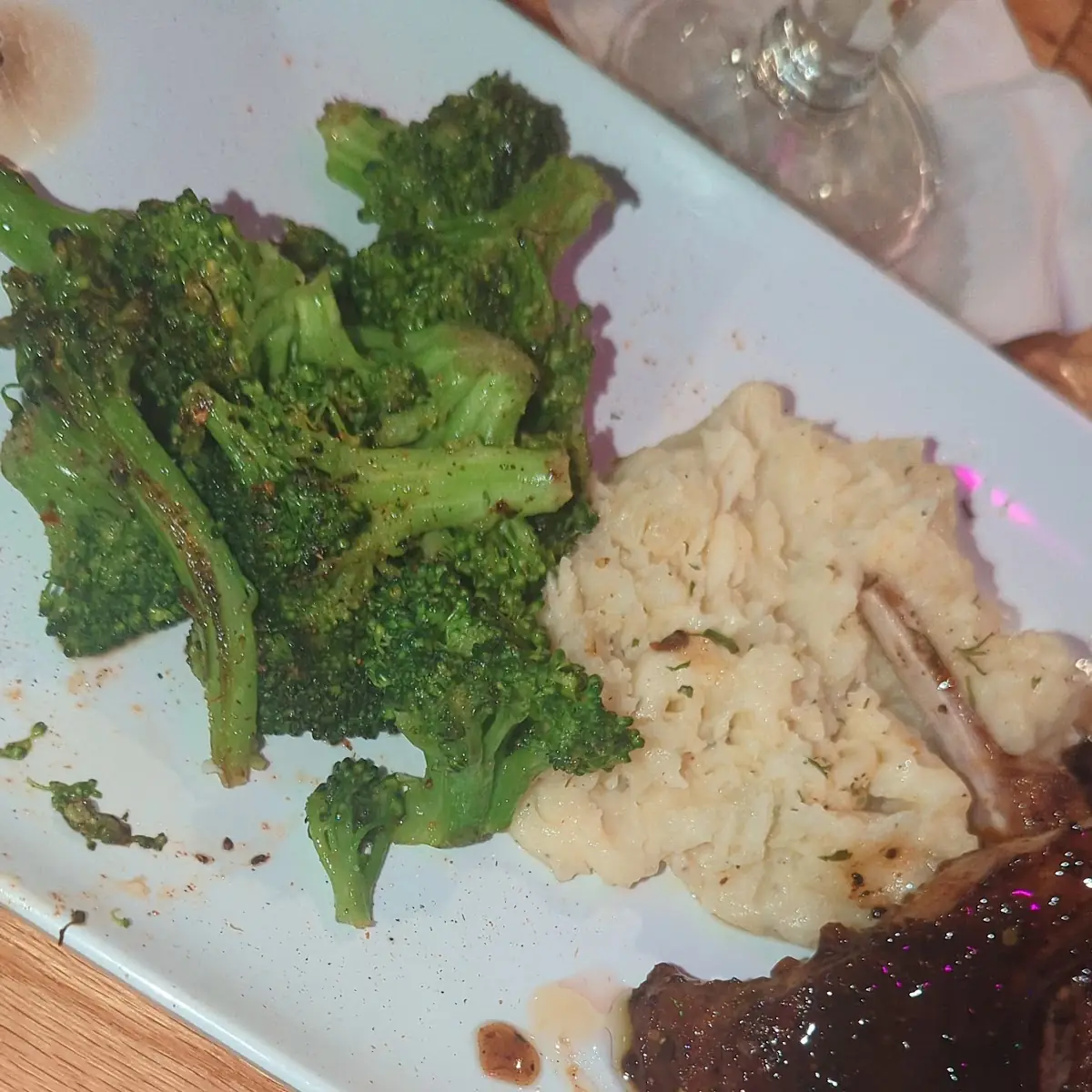 Lamb Chops Mashed Potatoes and Broccoli