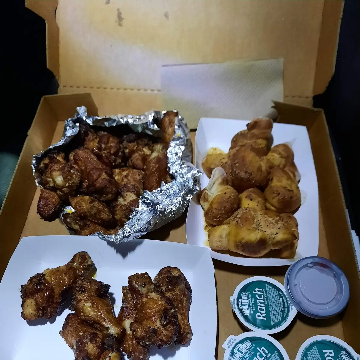 Garlic Wings and Garlic Bread Knots
