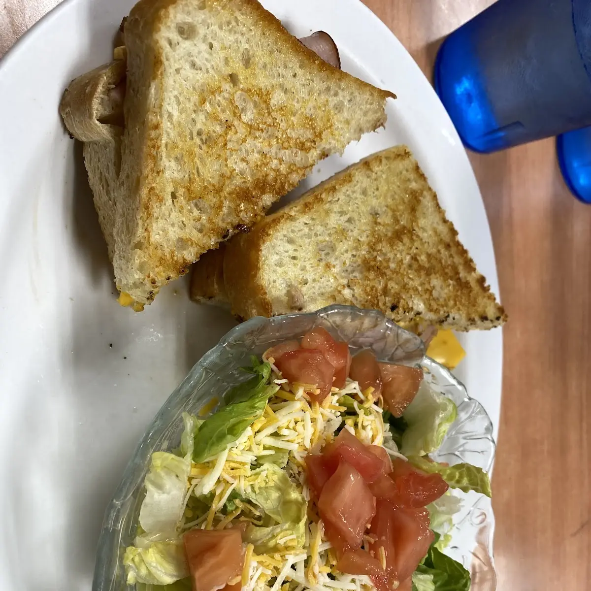 Grilled Ham and Cheese with Salad
