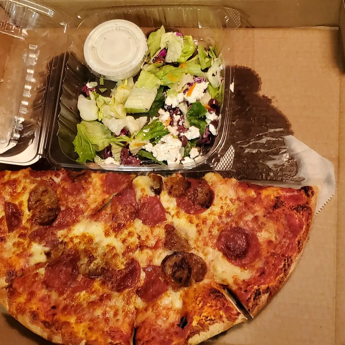 Pizza and Greek Salad