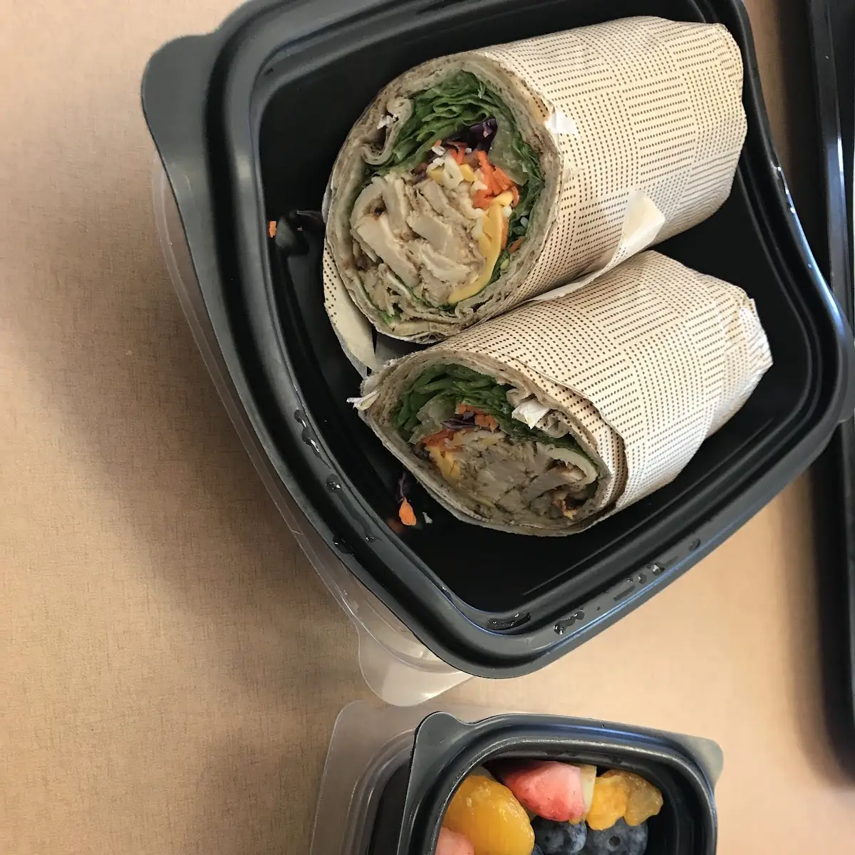 Chicken Wrap and Fruit Side