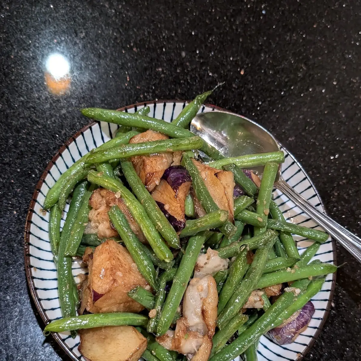 Roasted Garlic Eggplant & String Beans