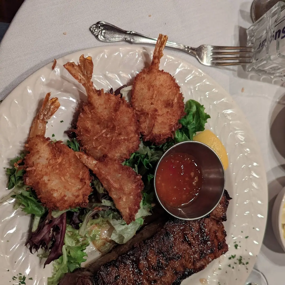 Steak and Coconut Shrimp