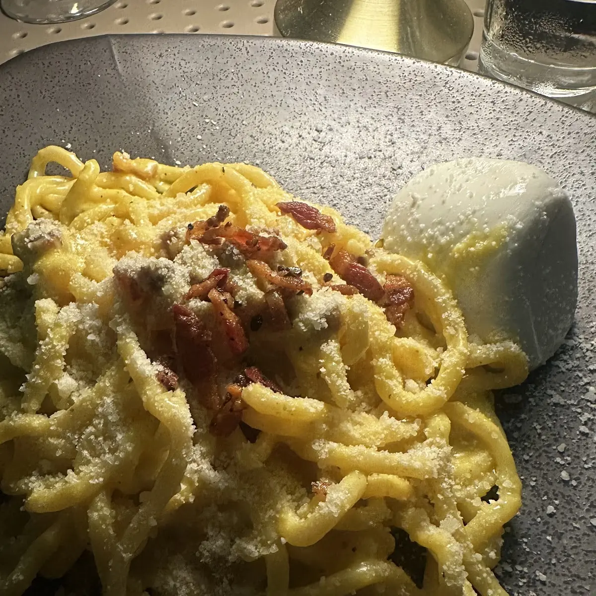 Spaghetti Carbonara with Parmesan Cheese