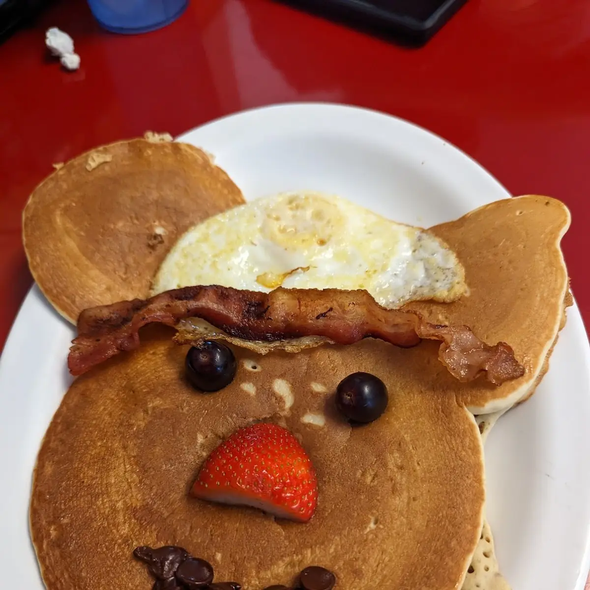 Smiley Face Pancake w Egg and Meat