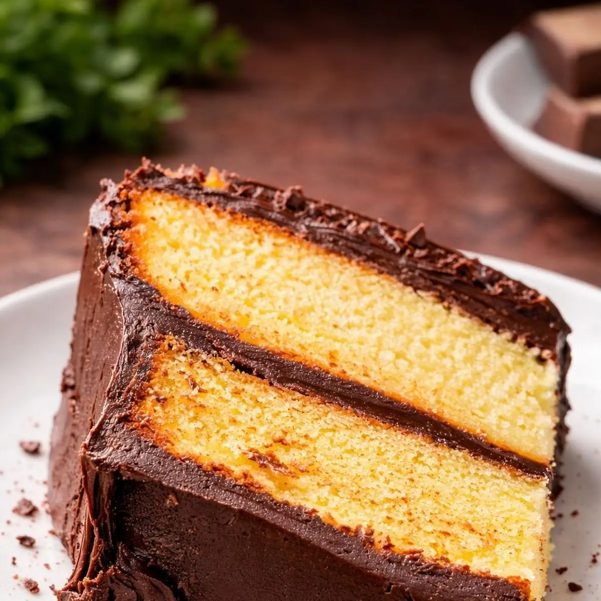 Yellow Chocolate Cake Slice