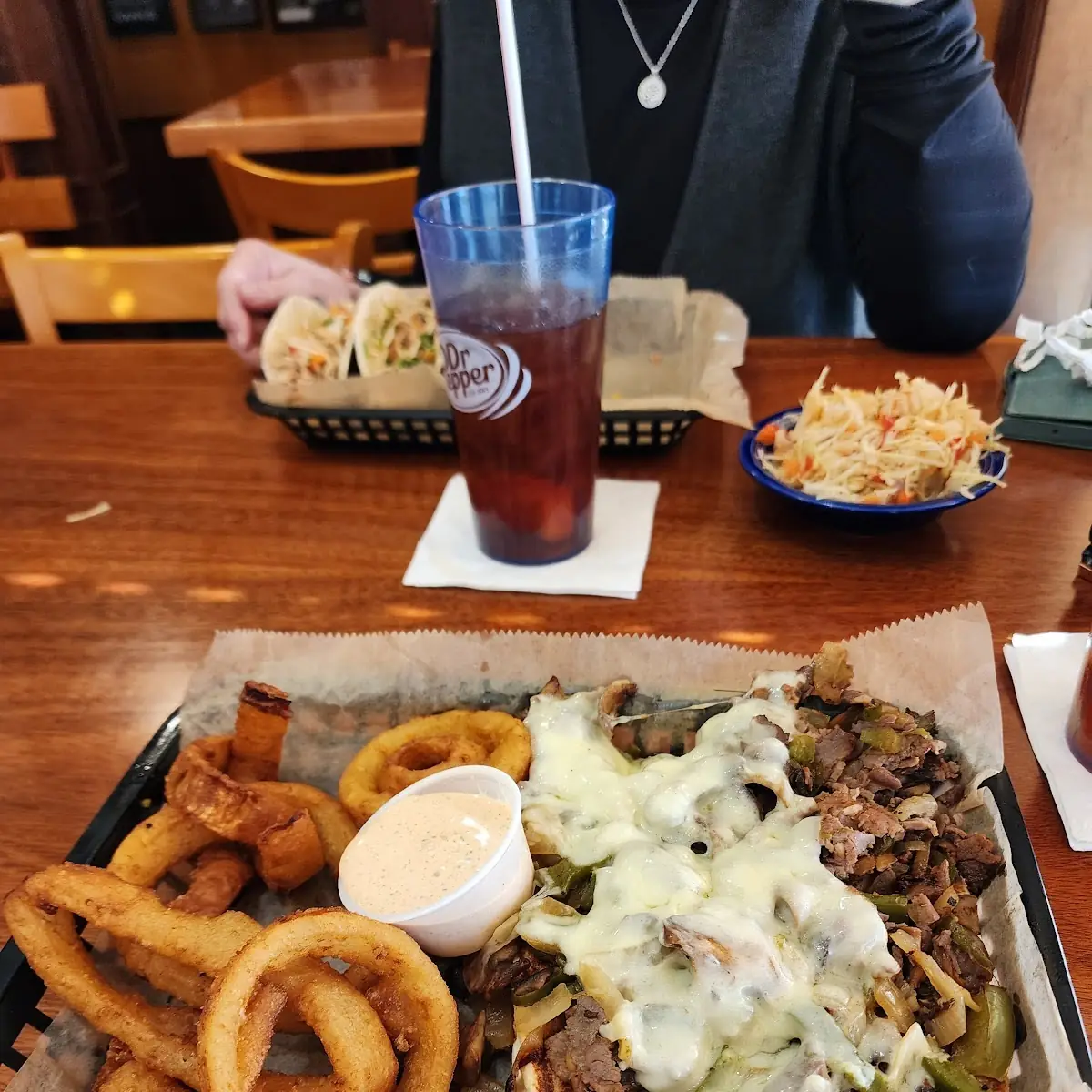 Philly Cheesesteak Sandwich with Onion Rings
