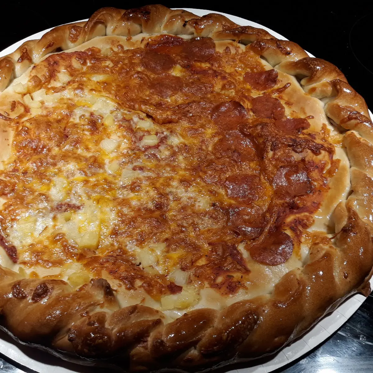 Stuffed Half Pepperoni and Hawaiian Pizza