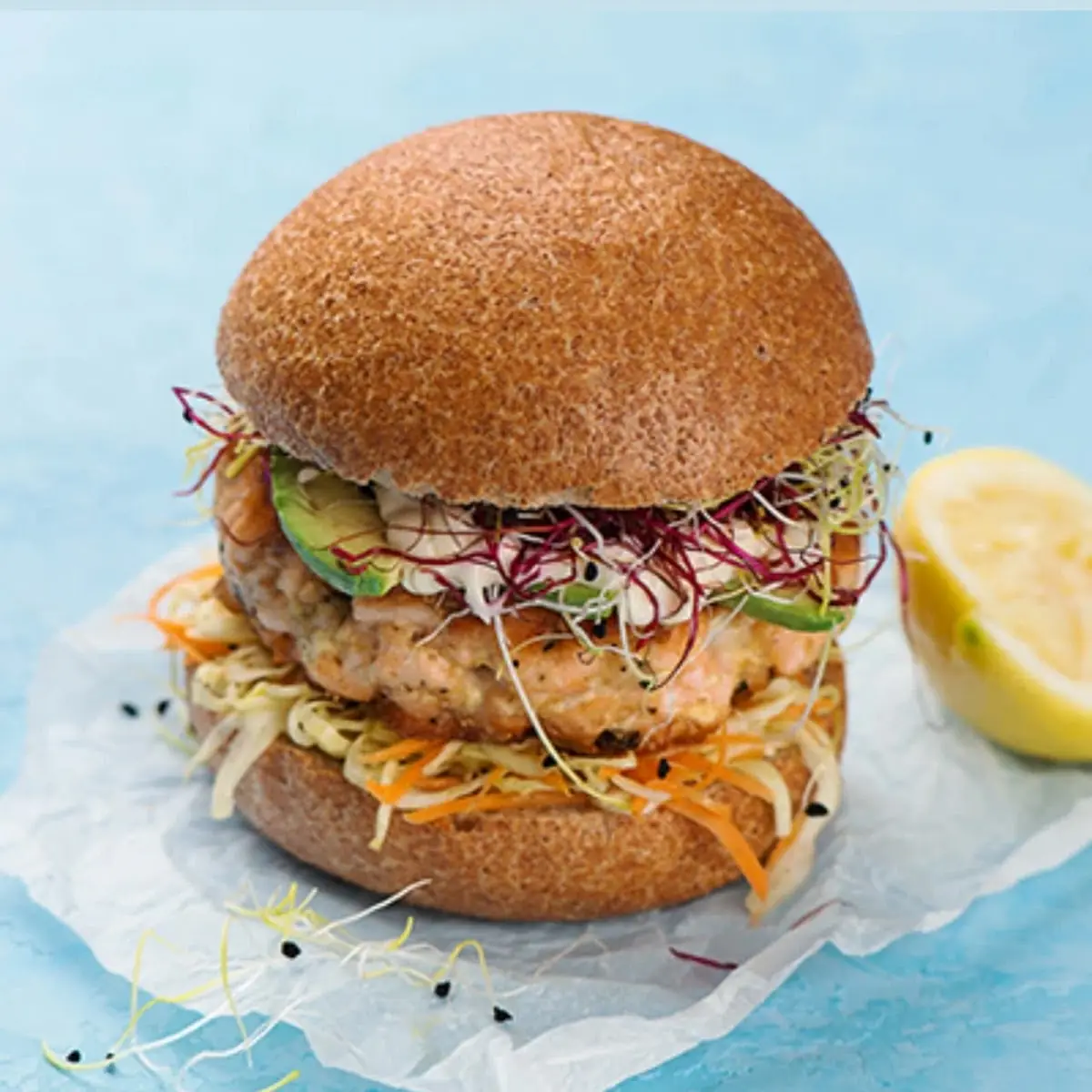 Salmon Burger w Fresh Cut Fries