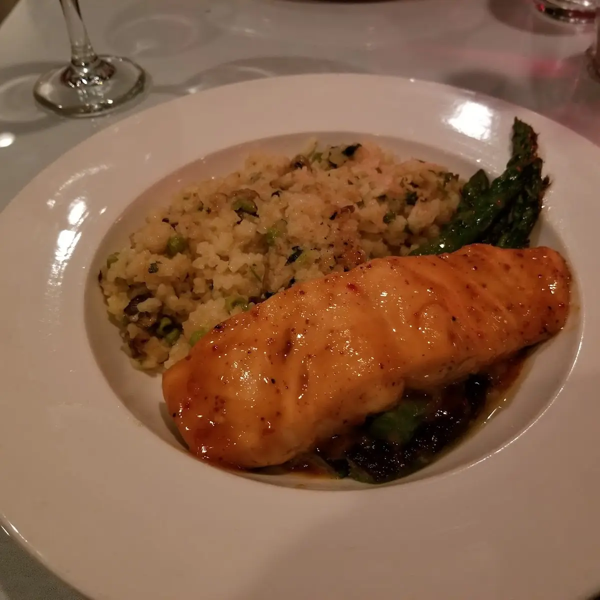 Mango Pineapple Salmon with Mushroom Risotto