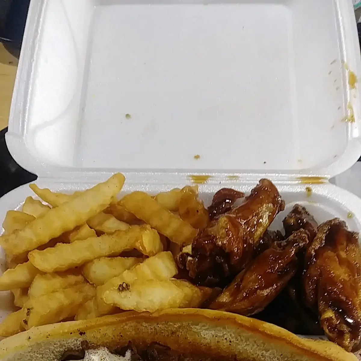 Philly Cheese Sandwich with Five Wings