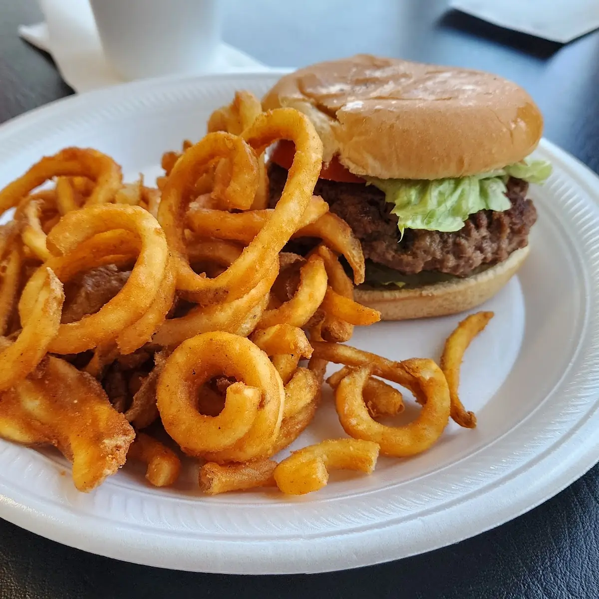 Burger with Curly Fries
