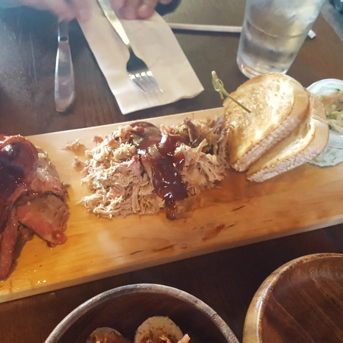 Pulled Pork and Smoked Brisket with Coleslaw and Potato Salad