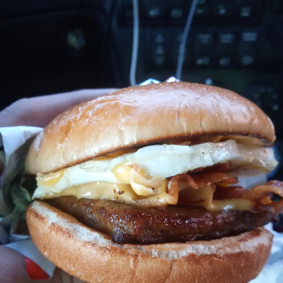 Sausage Egg Bacon N Cheese Breakfast Sandwich