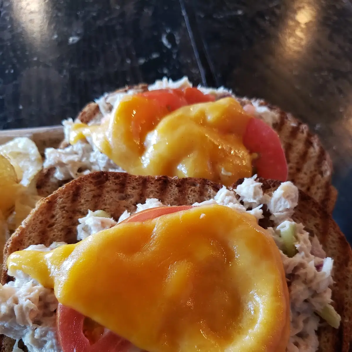 Open-Faced Tuna Melt Sandwich