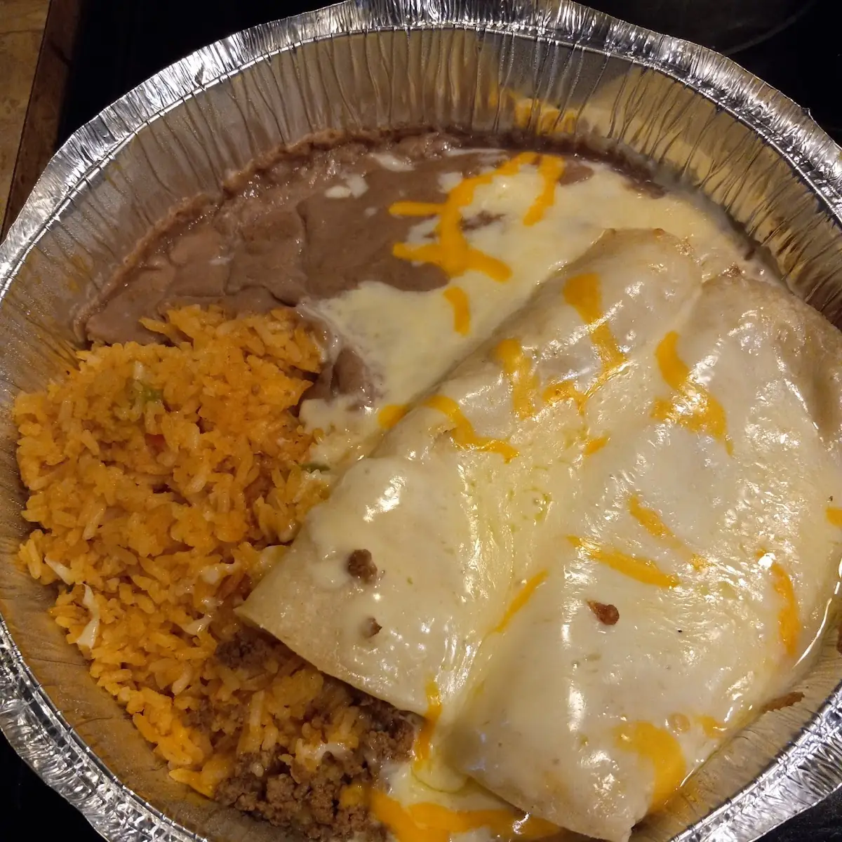One Burrito One Enchilada Rice & Beans