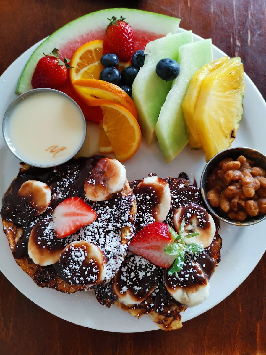 Choco-Banana French Toast Bananas Nutella Coulis and English Custard Cream