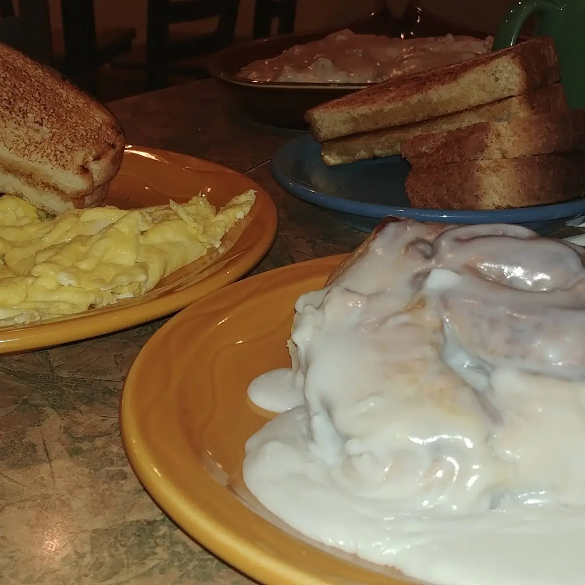 Scrambled Eggs Toast Biscuits and Gravy