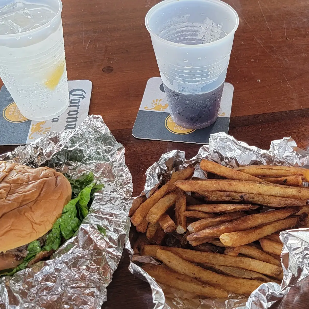 Burger Sea Salt Fries Cajun Wings