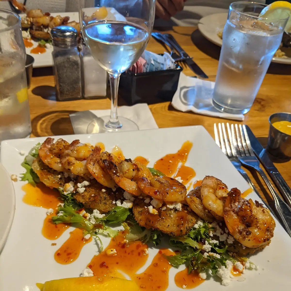 Fried Green Tomatoes with Grilled Shrimp