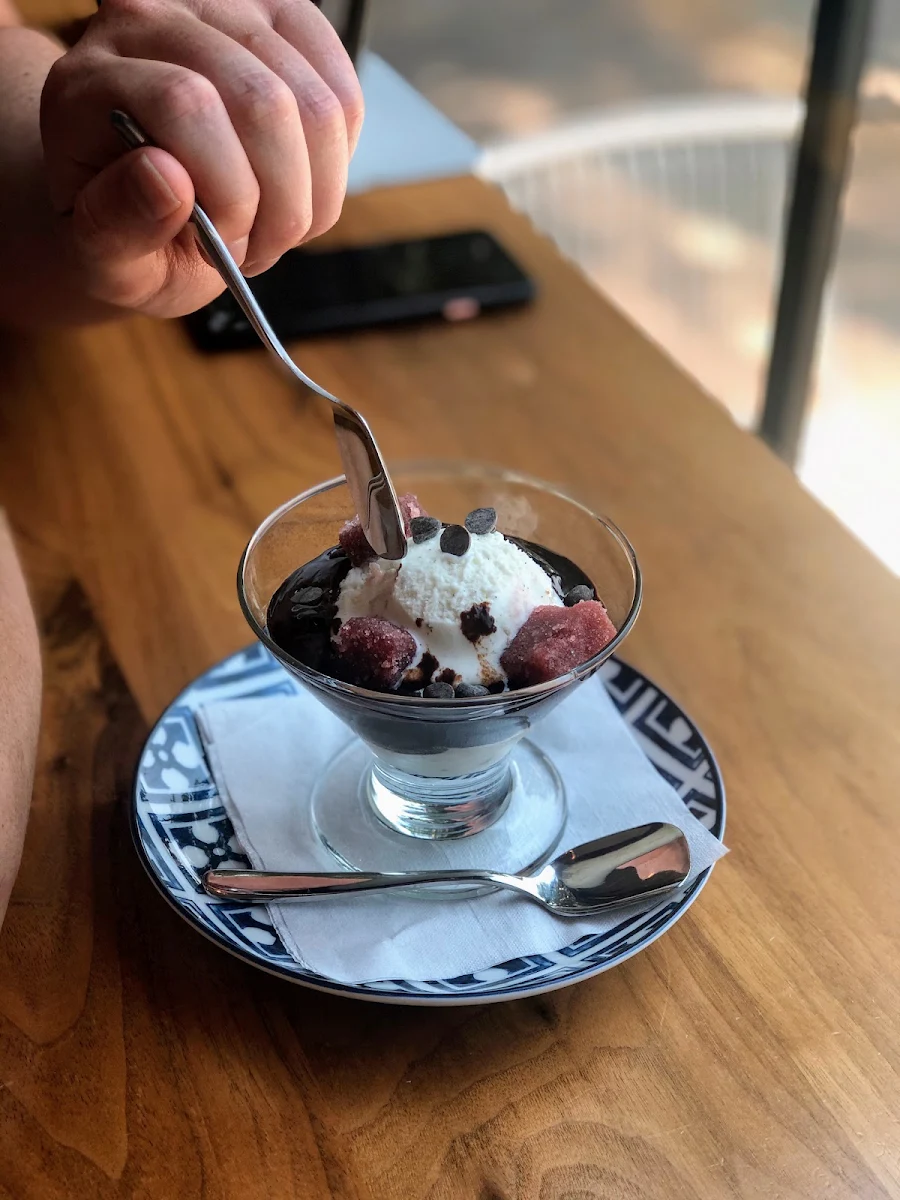 Coconut Stracciatella Brownie Sundae