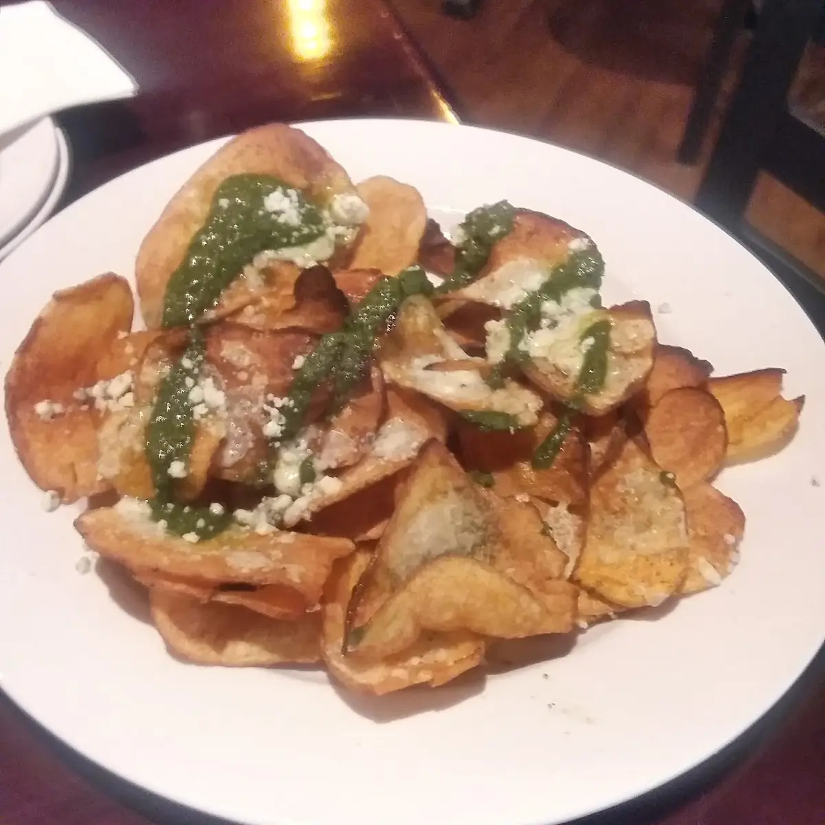 House Chips with Feta Cheese and Pesto