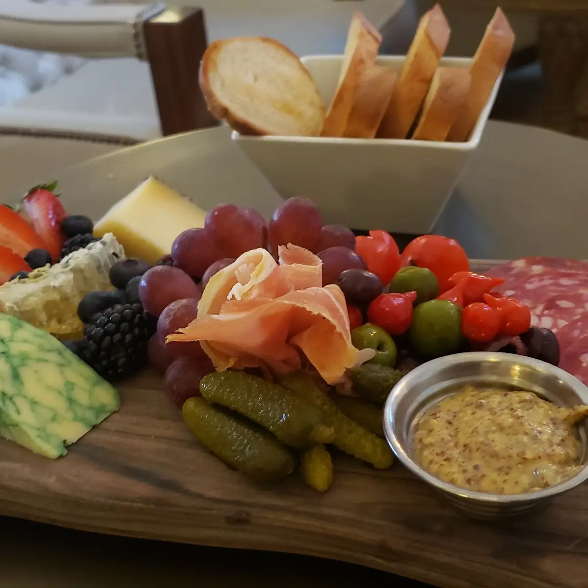 Charcuterie Board with Cheese Spread