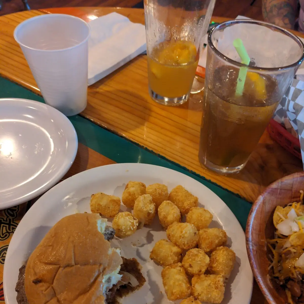 Spicy Burger and Tots