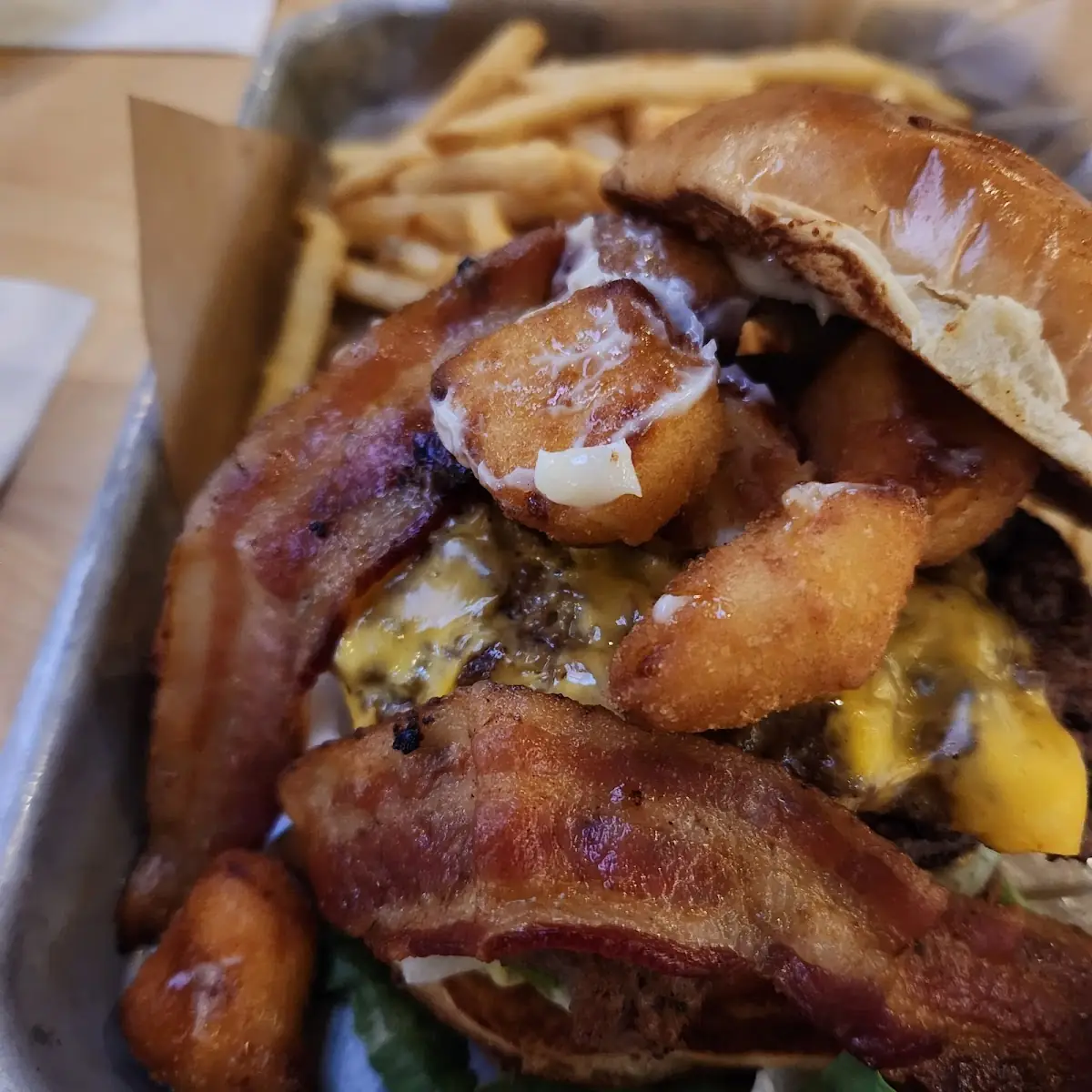 Cheese Curd Bacon Burger