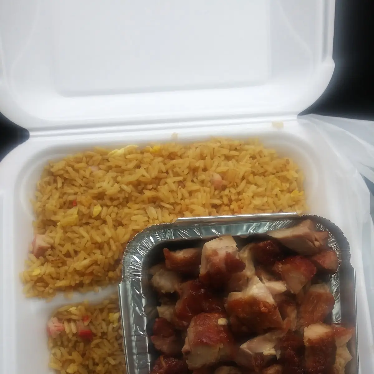 Fried Rice and Bourbon Chicken