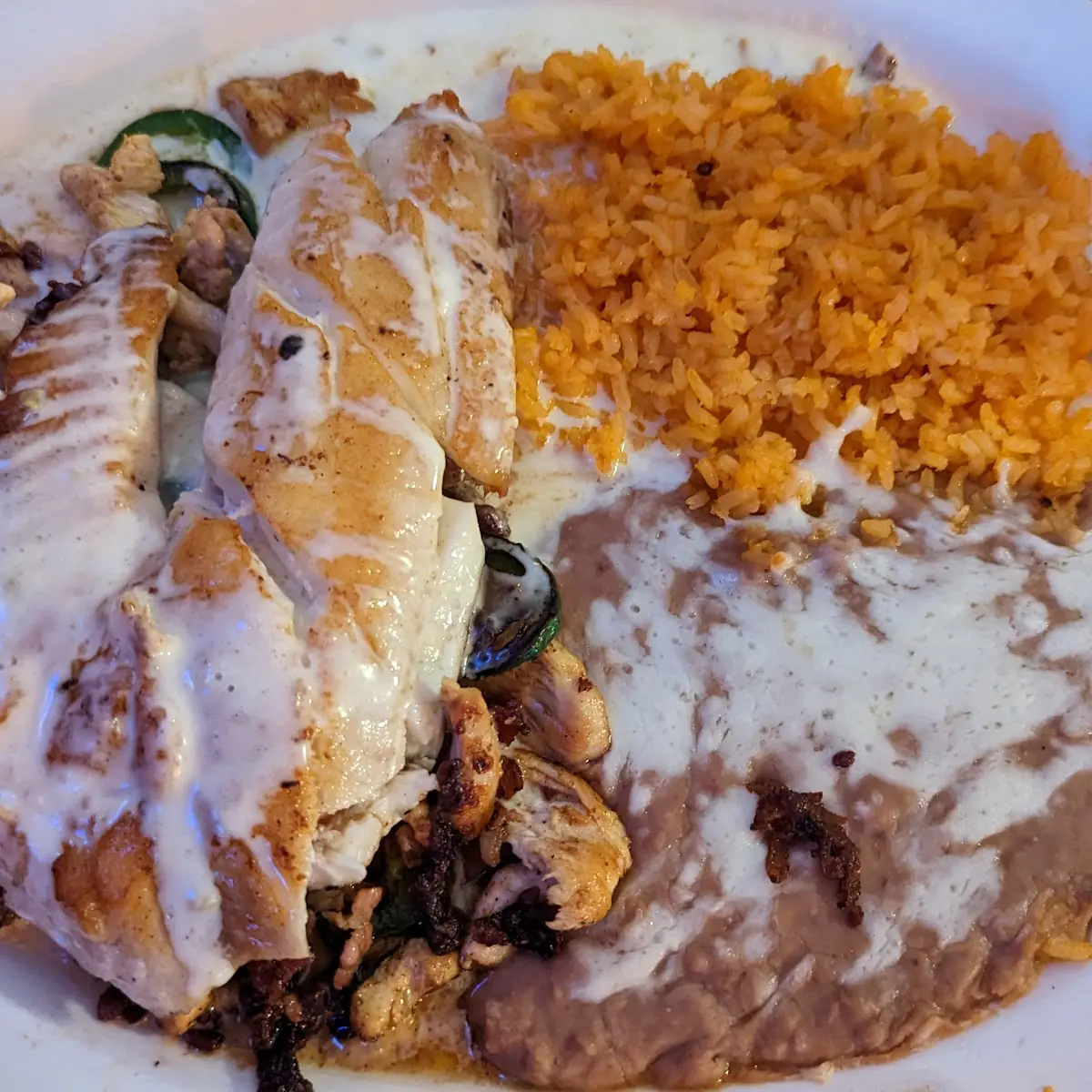 One Taco Rice and Refried Beans