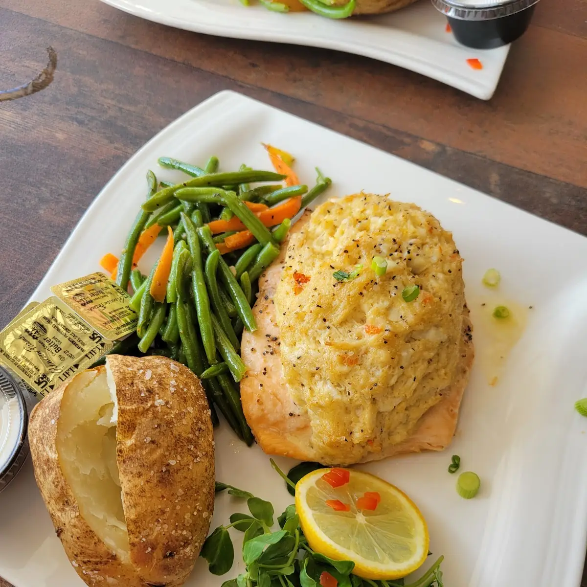 Salmon Baked Potatoes and String Beans