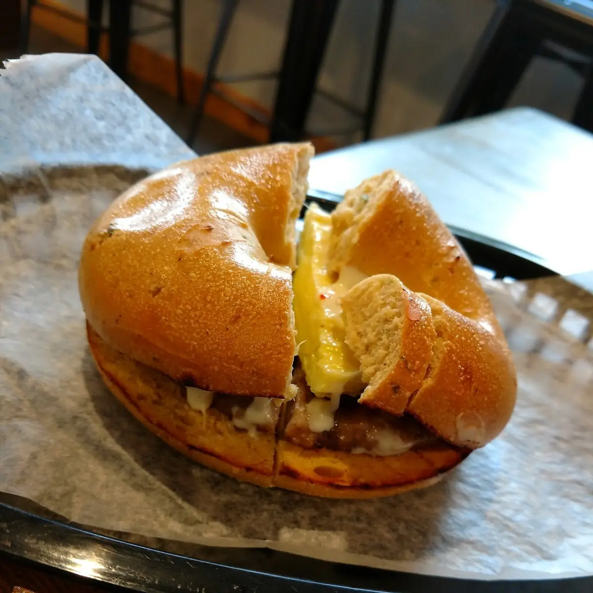 Sausage Egg and Cheese Bagel Sandwich