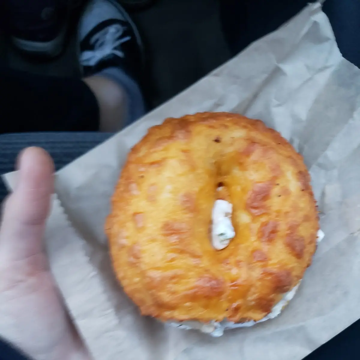 Cheddar Bagel with Mexi Cream Cheese