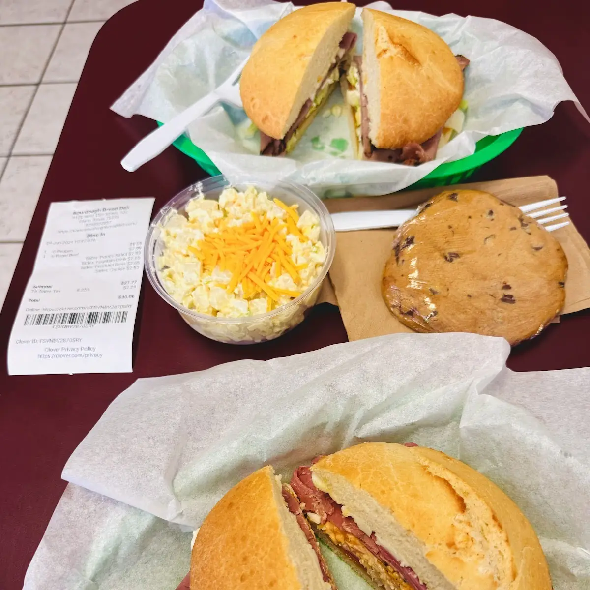 Roast Beef Reuben Potato Salad Chocolate Chip Cookie