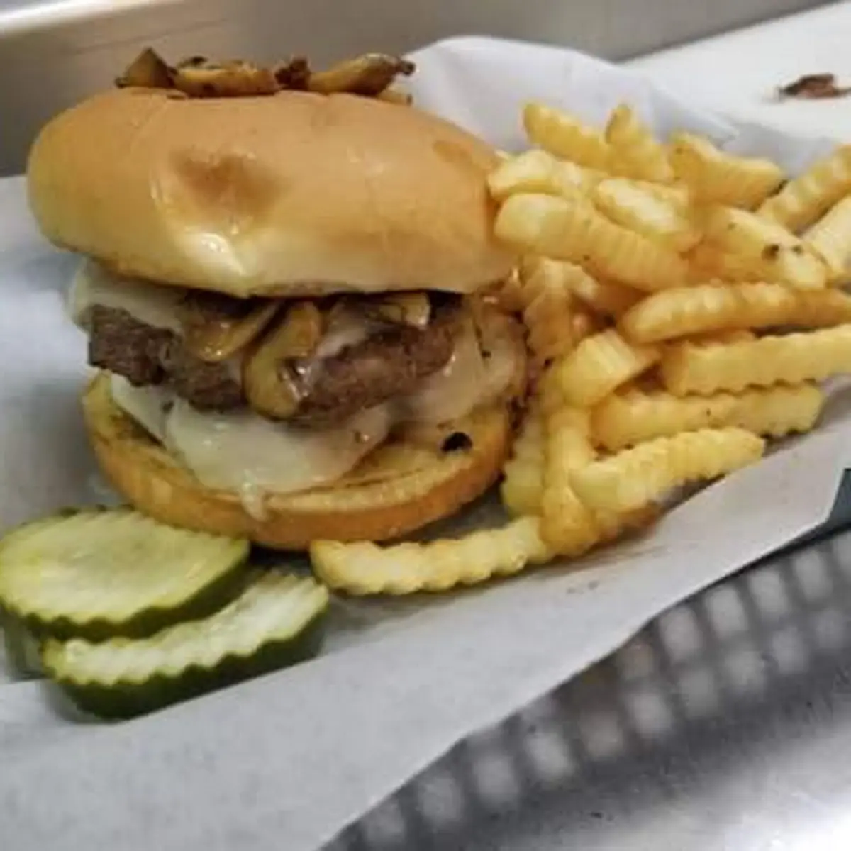 Double Mushroom Swiss Burger