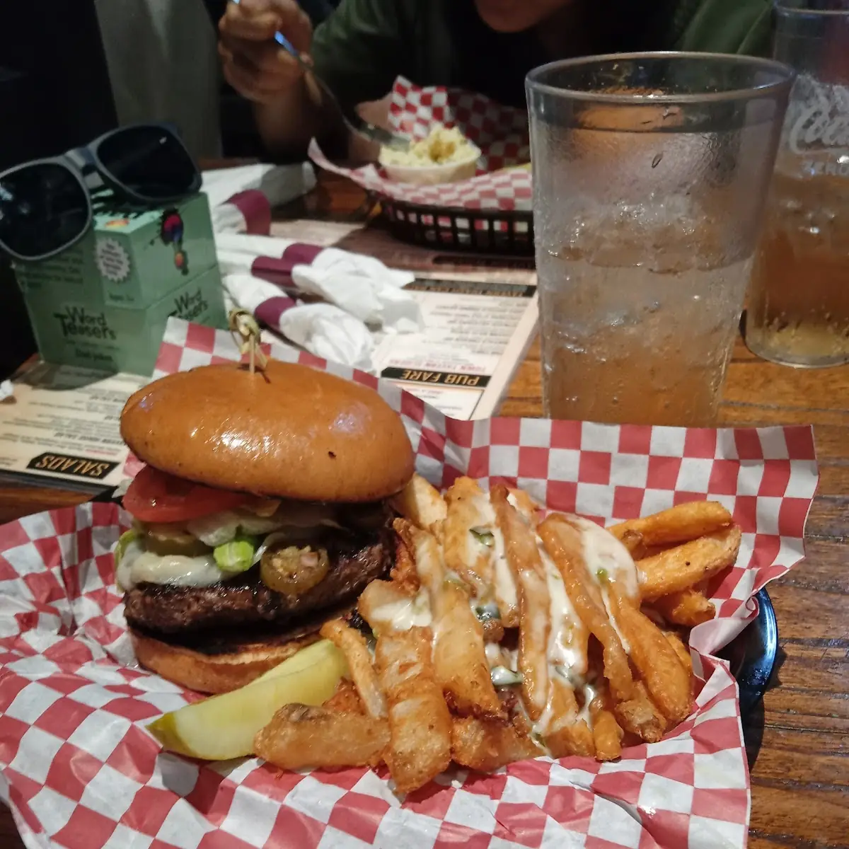 BBQ Bacon Burger and Fries with Cheese