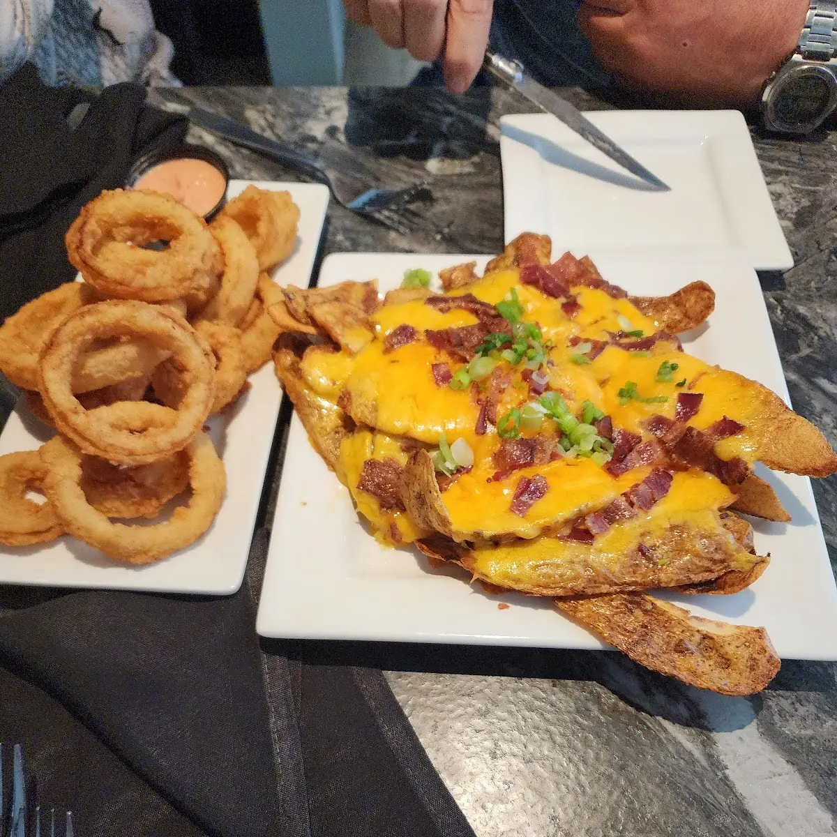 Appetizers Onion Rings and Potato Skins