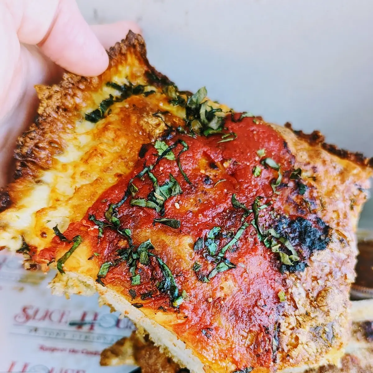 Red Top Detroit Style Pizza Slice