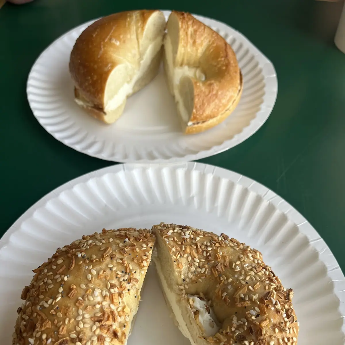 Everything and Plain Bagels with Cream Cheese