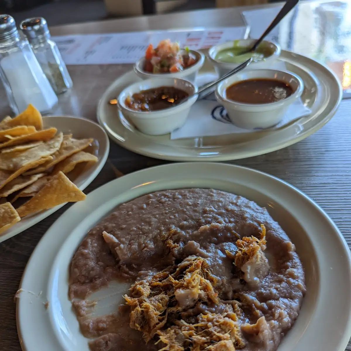 Chips Salsa and Beans