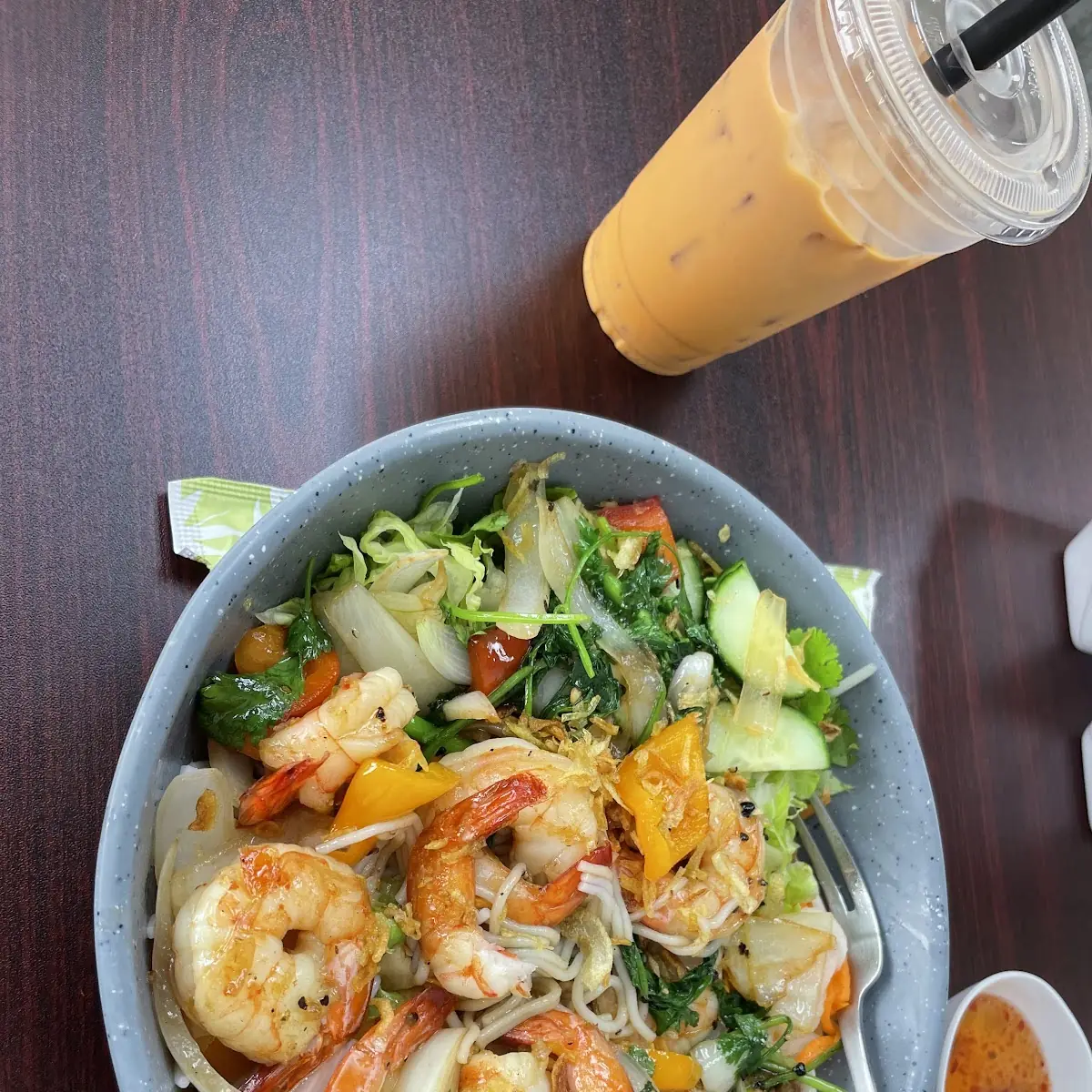 Grilled Shrimp with Mixed Vegetables Nyuon