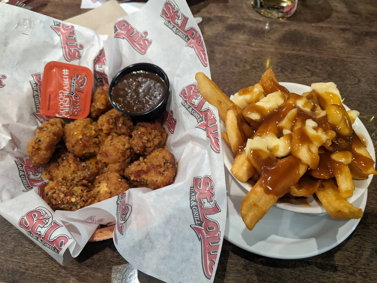 Poutine with Boneless Chicken Wings, St. Louis Bar & Grill