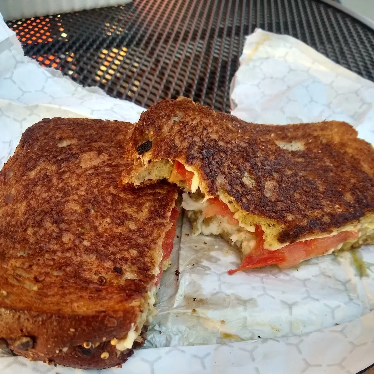 Pesto and Mozzarella Sandwich