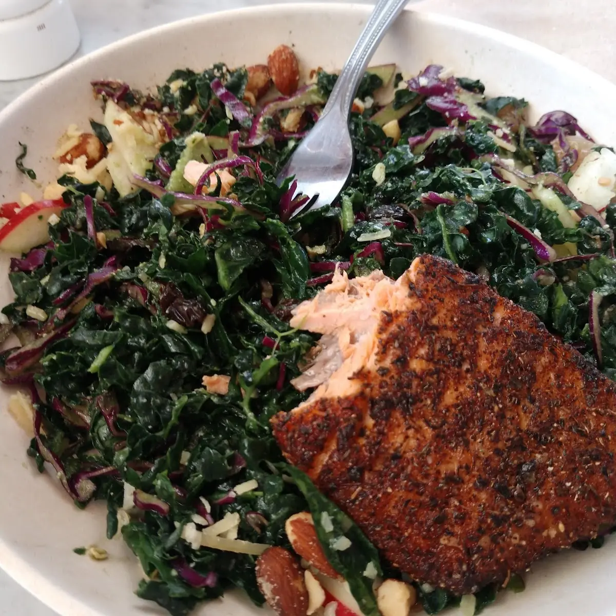 Kale Salad with Salmon