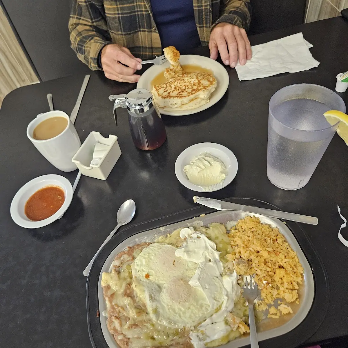 Bottome-Chilequiles Top-Pancakes