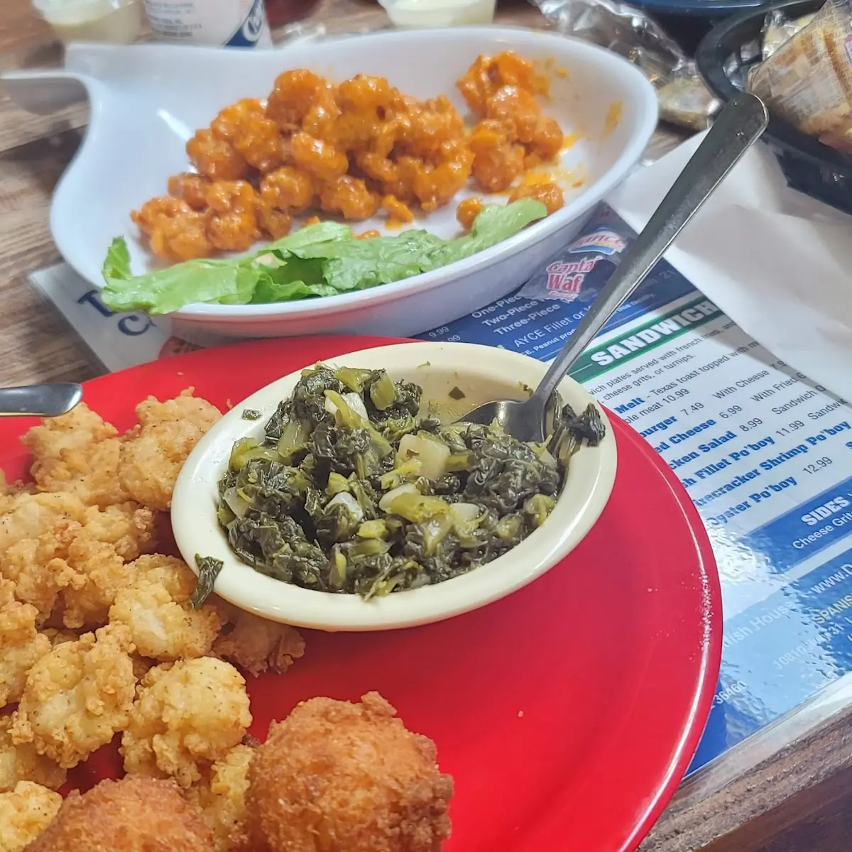 Shrimp Basket with Turnip Greens