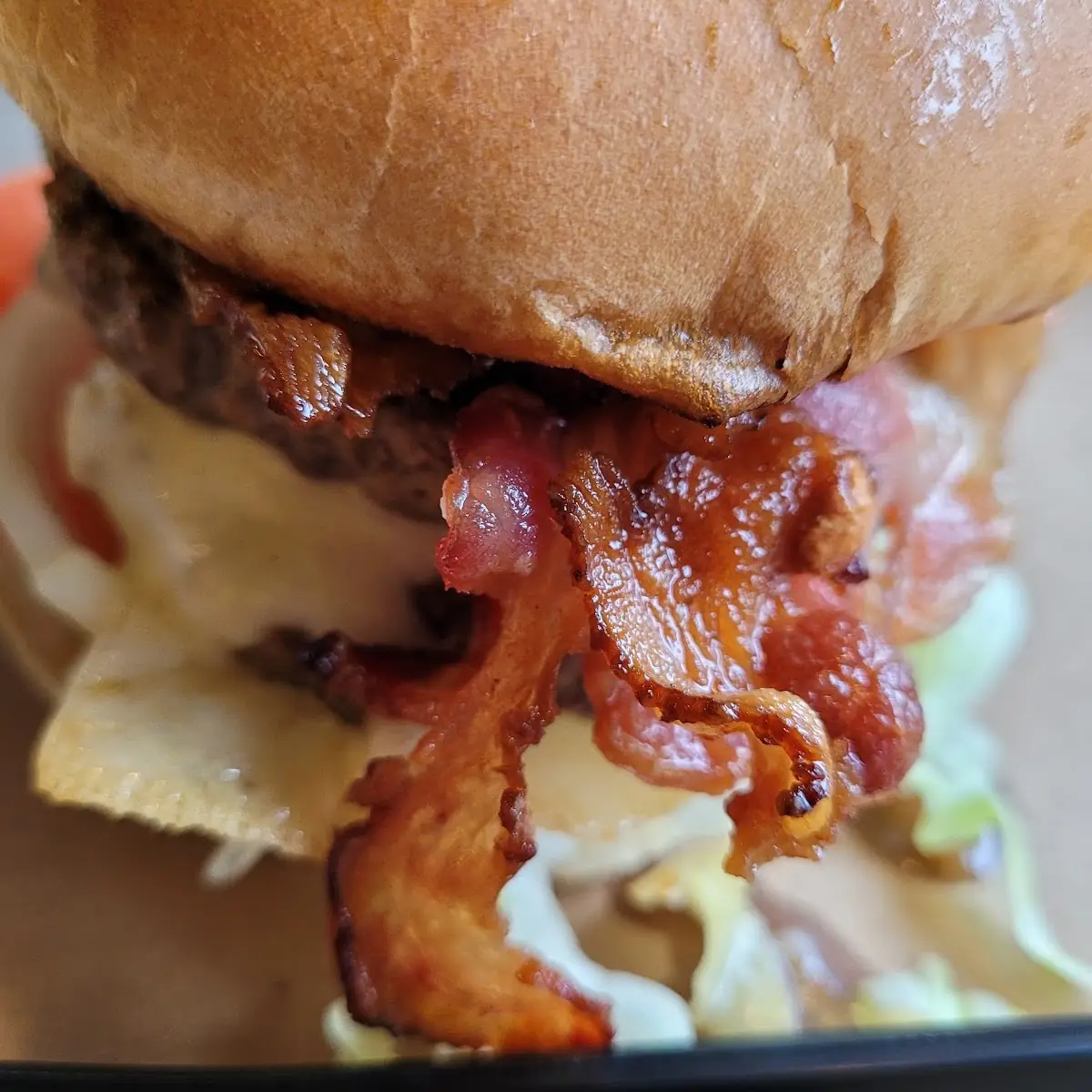 Bacon Burger and Mac and Cheese