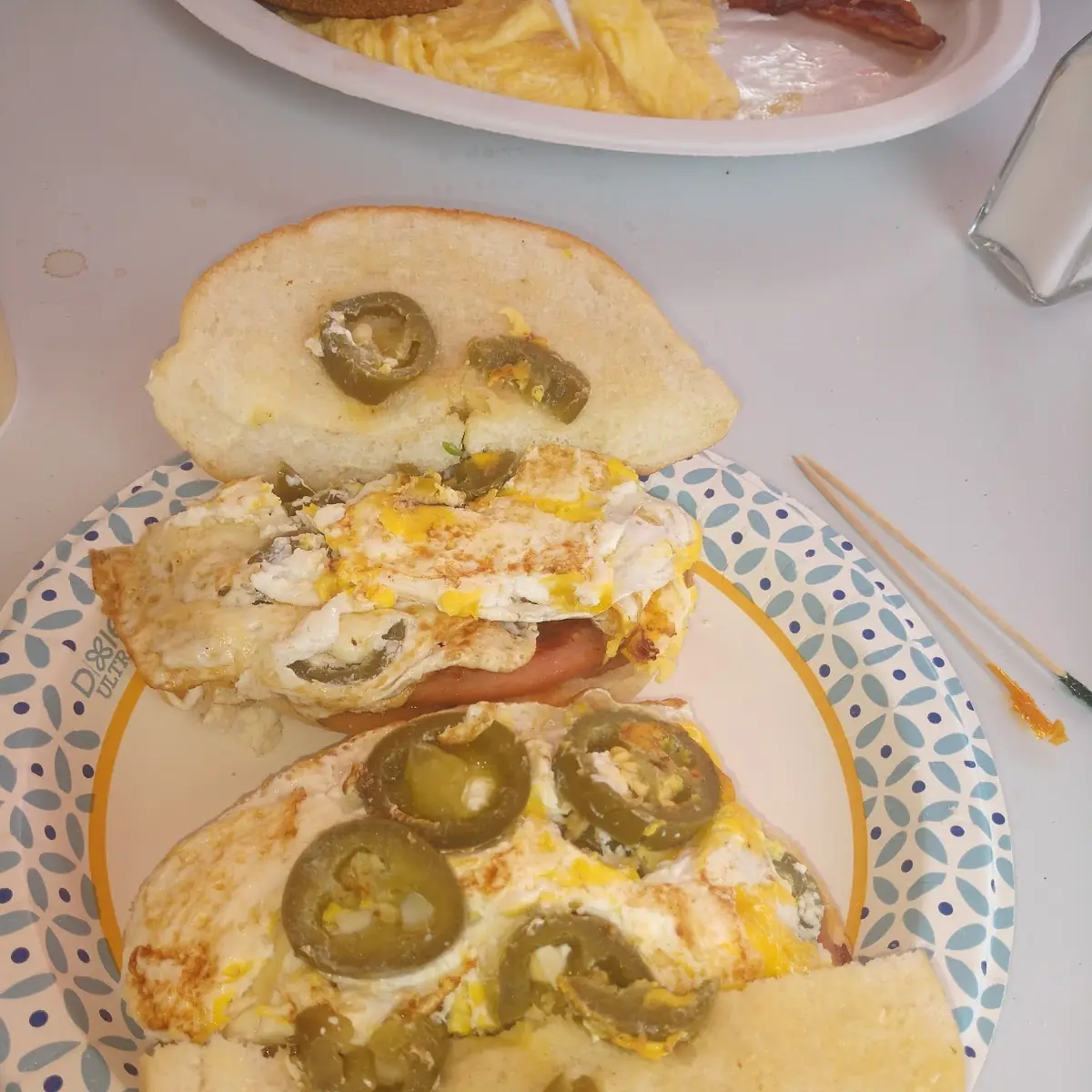 Fried Eggs and Jalapeno Breakfast Sandwich