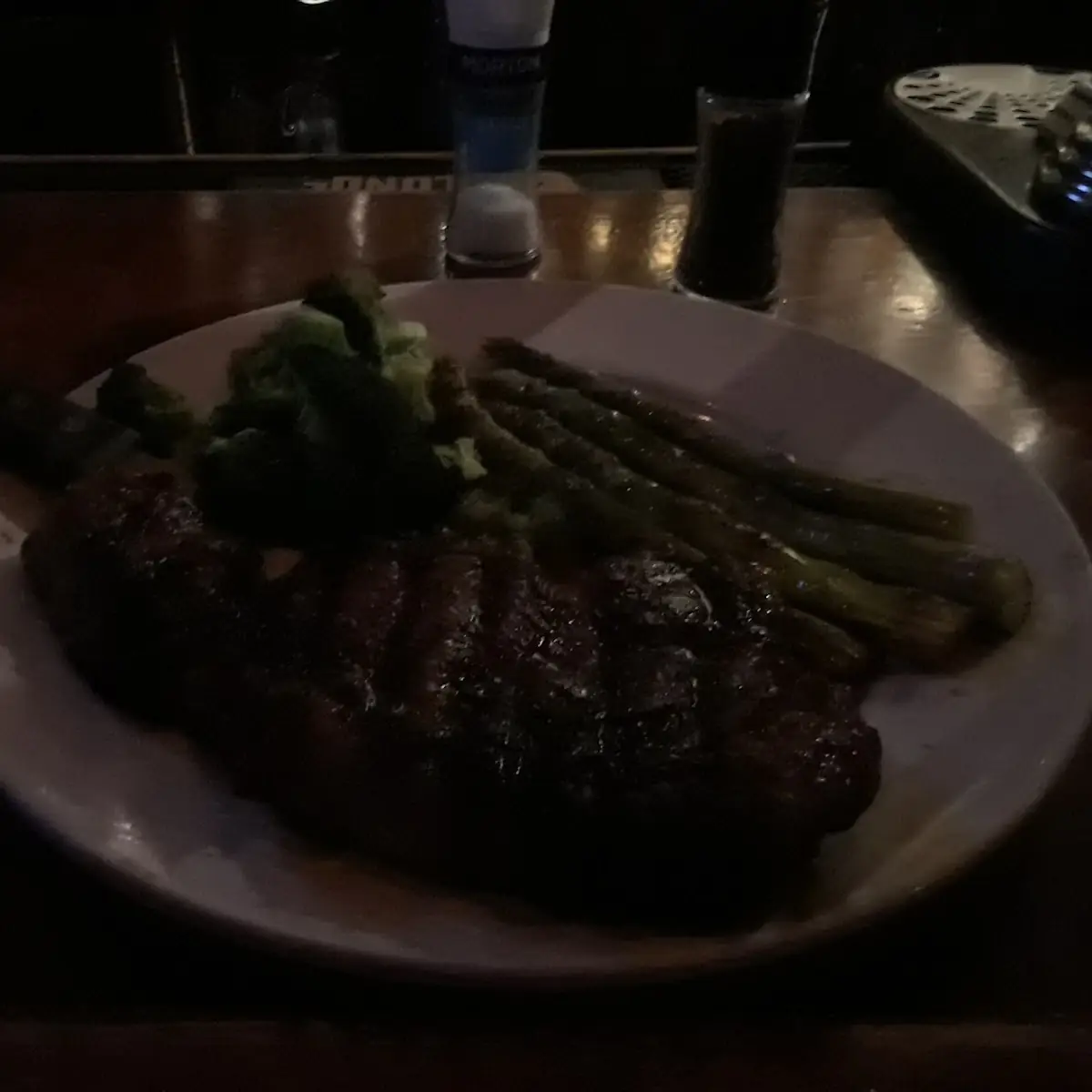 It Was a New York Stripper Cooked Medium Asparagus and Broccoli